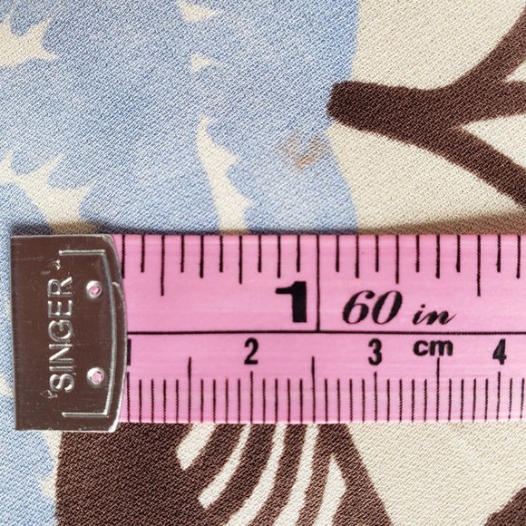 LOFT Blue-Cream-Brown Leaf Print Lined Silk Skirt 4 - Picture 7 of 7